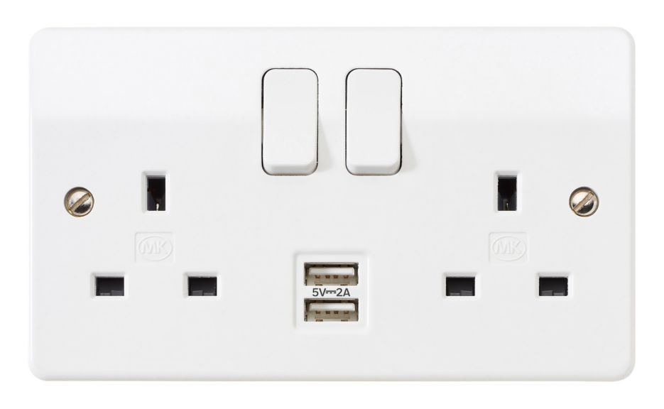 Honeywell USB Wall Plate Surge Protector with Six AC Outlets, USB