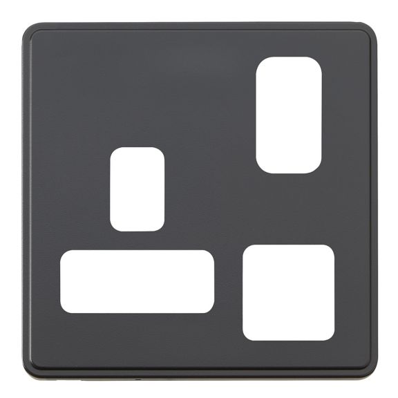 MK Dimensions 1 Gang Switched Socket Front Plate White (MHFP014WHI