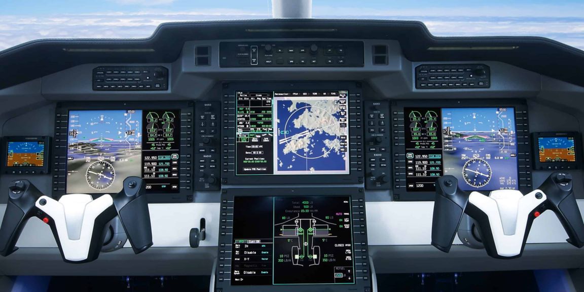 Front view of Primus Epic 2.0 Integrated Avionics System for Pilatus PC-24