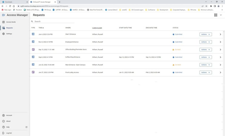 Browser-based Access Rights Management for OnGuard Systems