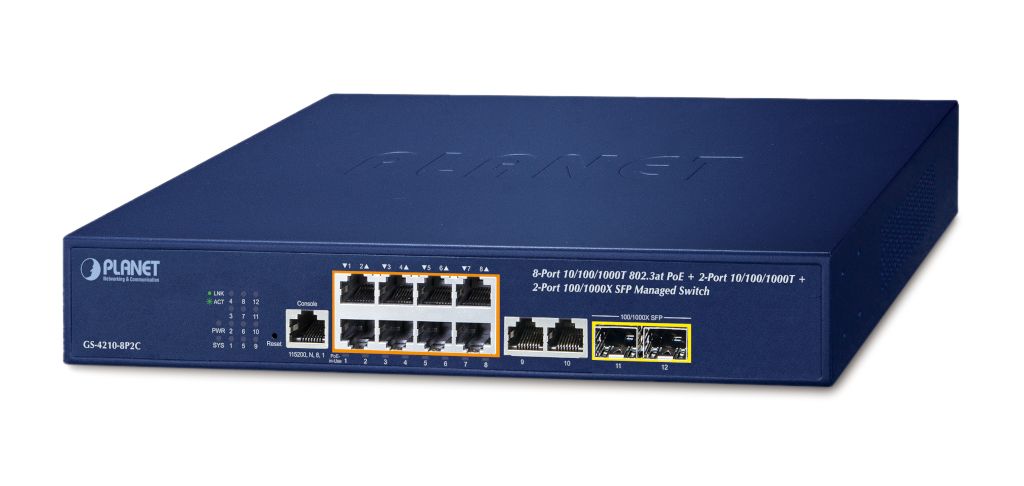 PLANET DS MG L2/L4 8 + 2-PORT POE+