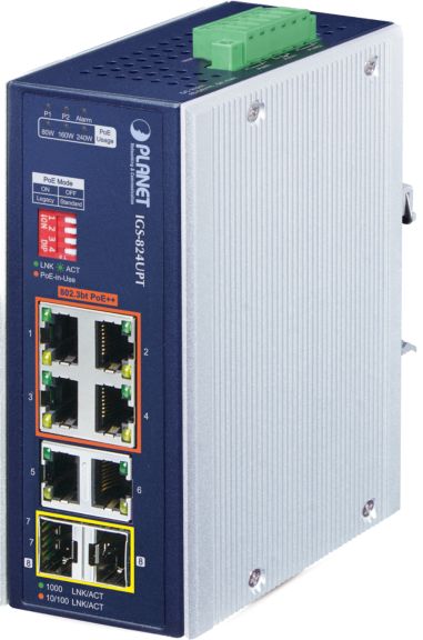 PLANET MC UMG IP30 4 + 2-PORT POE++