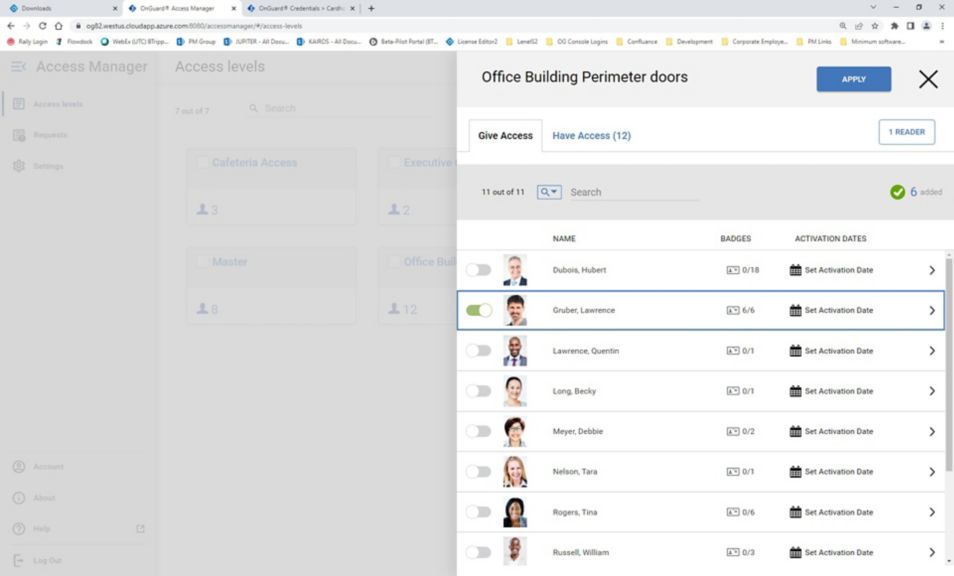 Browser-based Access Rights Management for OnGuard Systems