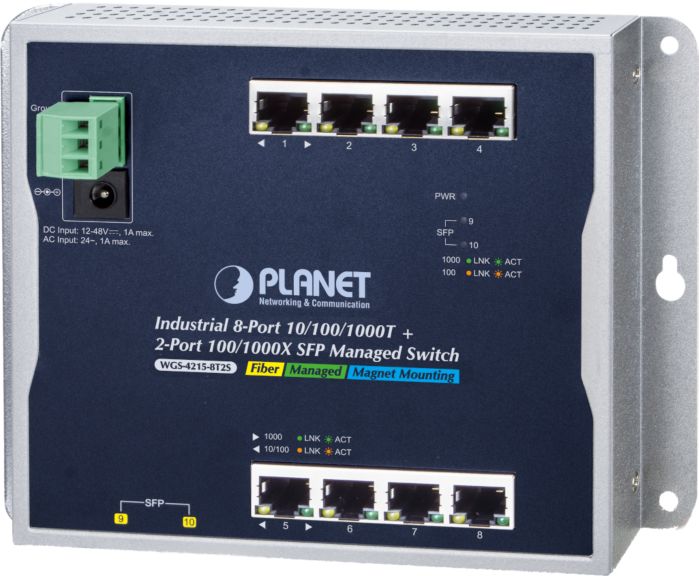 PLANET FES MG L2/L4 IP30 8 + 2-PORT