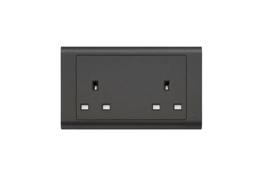 MV781MBK, 2G unswitched socket, matt black, front