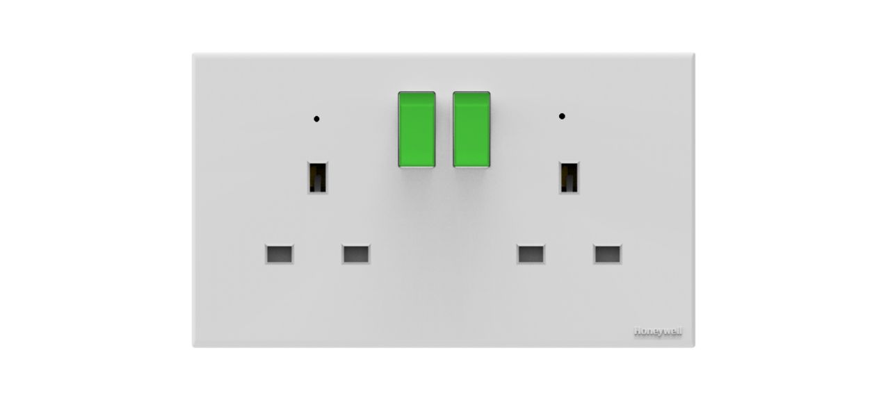 13A 2G DP SWITCH SOCKET NEON-GREEN RCKER