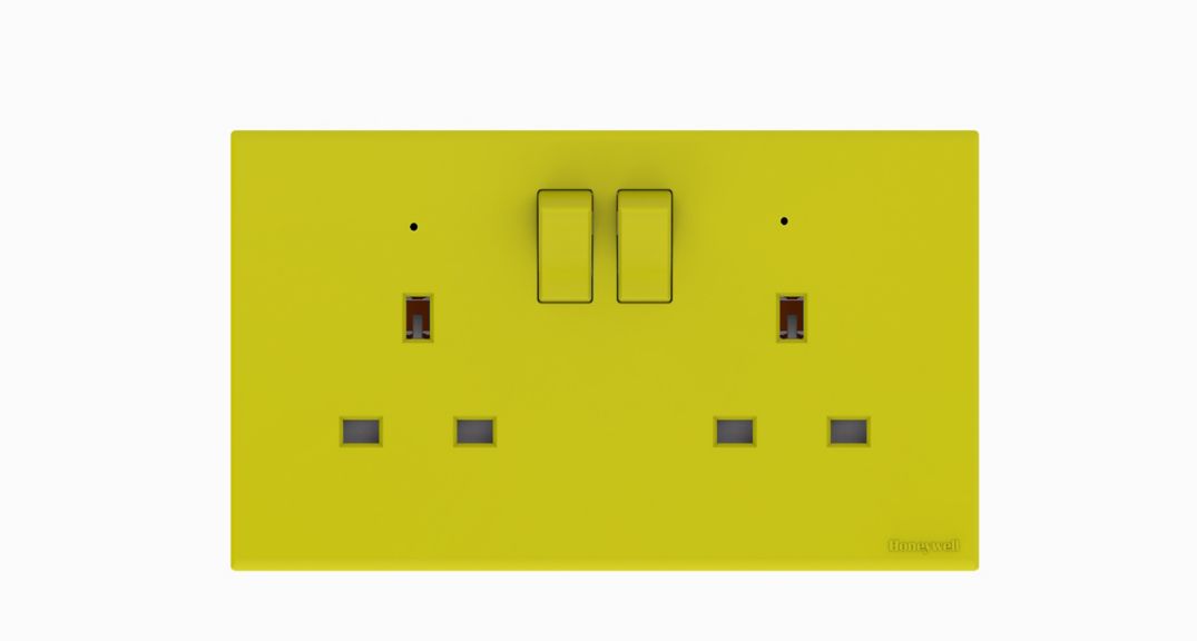13A 2G DP SWITCH SOCKET + NEON - YELLOW