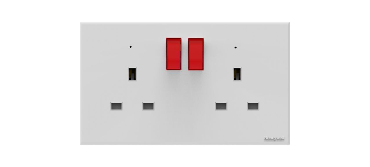 13A 2G DP SWITCH SOCKET NEON-RED ROCKER