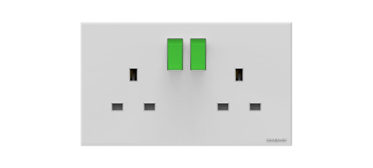 13A 2G SP SWITCH SOCKET - GREEN ROCKER