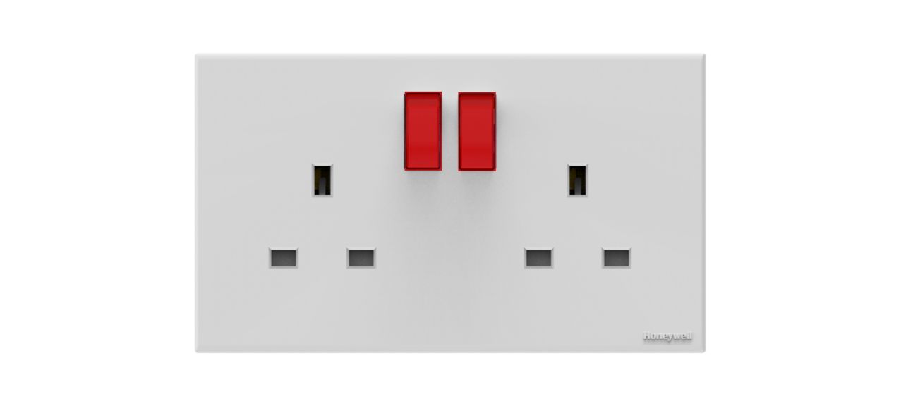 13A 2G SP SWITCH SOCKET - RED ROCKER