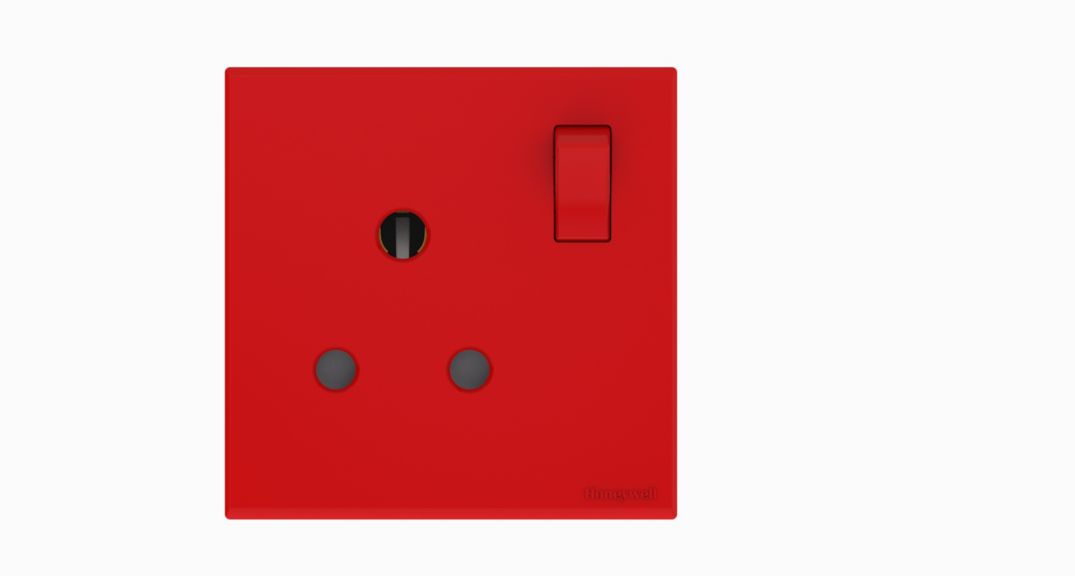 15A 1G SP SWITCH SOCKET - RED ROCKER