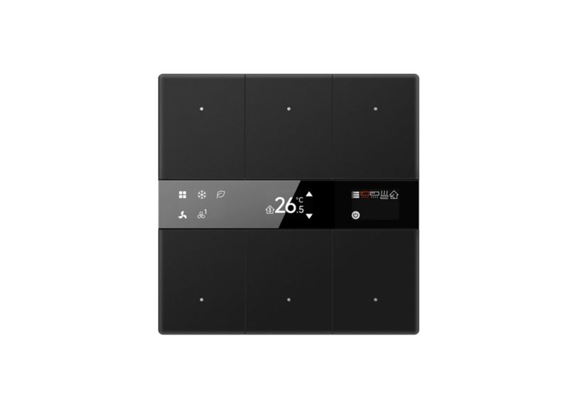 KNX Tstat 6Fold Glass Black