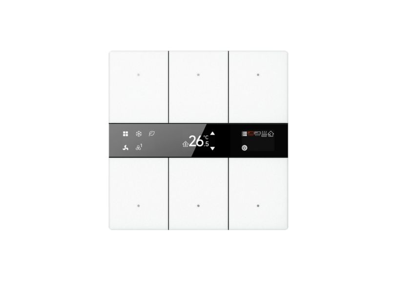 KNX Tstat 6Fold Glass White
