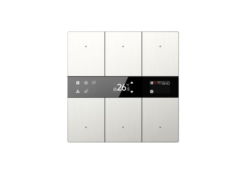 KNX Tstat 6Fold Metal Brushed Steel