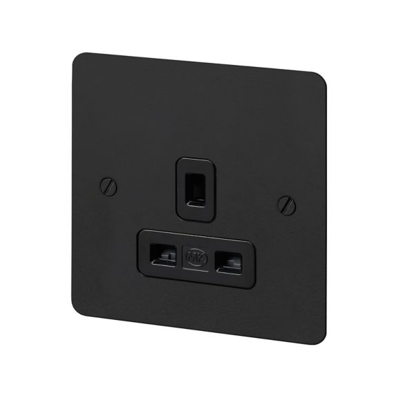 K14780MBKB, 1G Unswitched socket, matt black, left