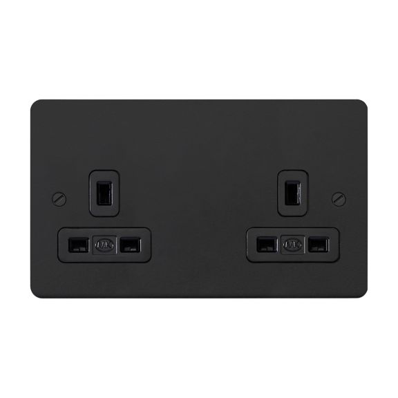 K14781MBKB, 2G Unswitched socket, matt black, front