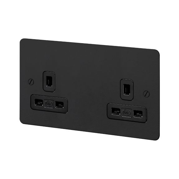 K14781MBKB, 2G Unswitched socket, matt black, left