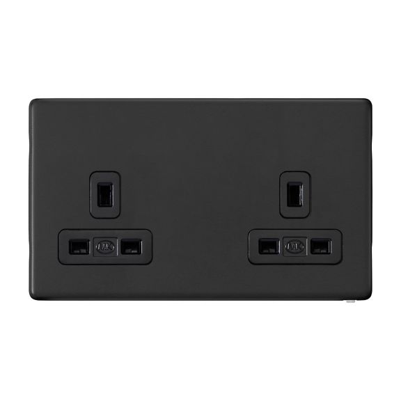 K24781MBKB, 2G Unswitched socket, matt black, front