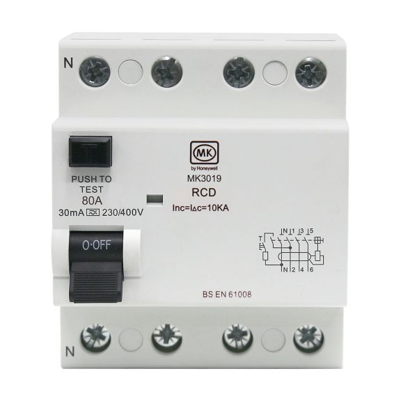MK3019 RCD 80A 230/400V 30mA 4 MOD 4 POLE, front