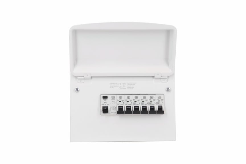 MK9552SMET 8 WAY MCU + 80A RCD 6 X MCB, front