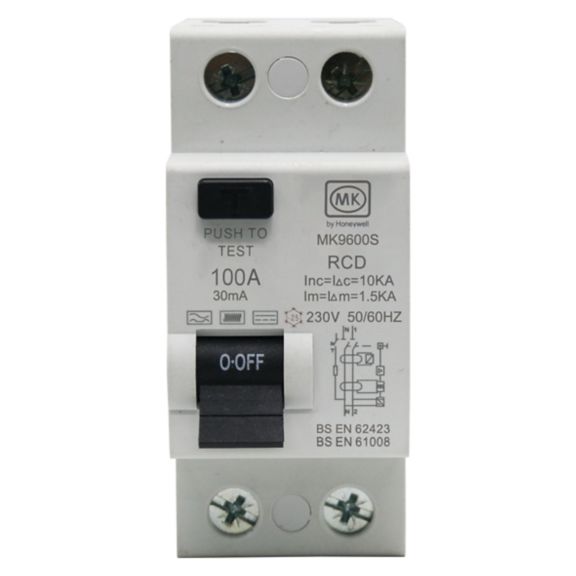 MK9600S RCD 100A 230V 30mA TYPE B 2 MOD 2 POLE, front
