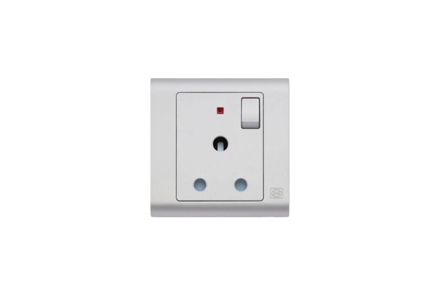 MV2493TTA round pin switchsocket with neon, titanium
