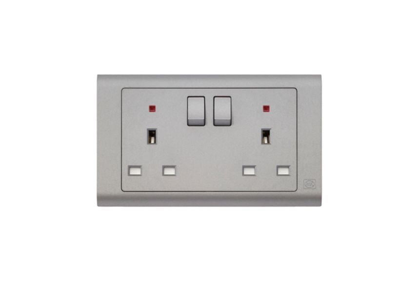MV2647CHA 2G Switchsocket with Neon, Charcoal