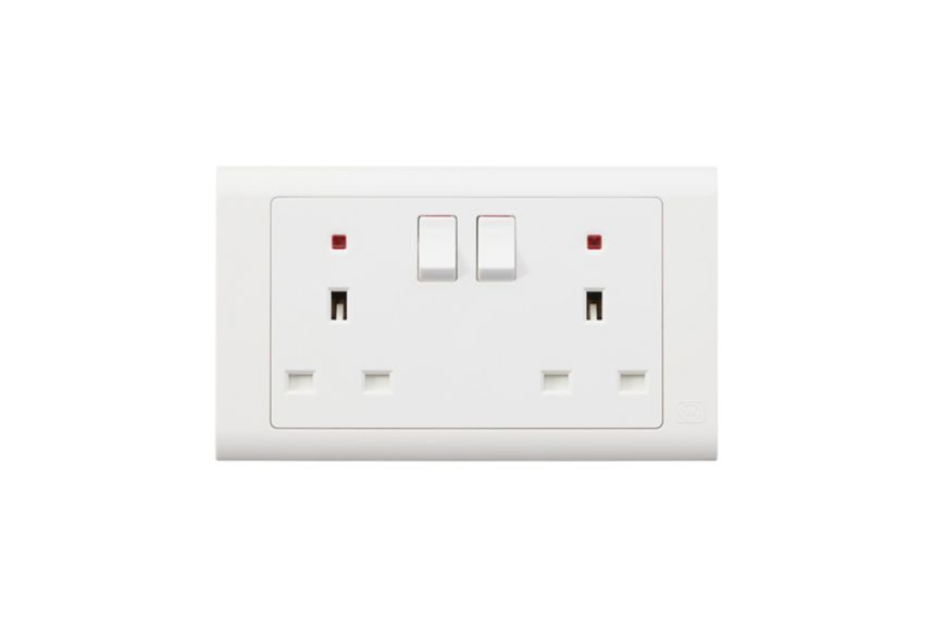 MV2647WHI 2G Switchsocket with Neon, White