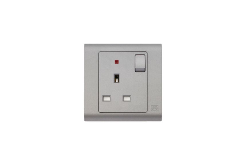 MV2657CHA 1G Switchsocket with Neon, Charcoal