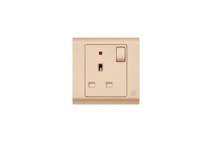MV2657CHM 1G Switchsocket with Neon, Champage