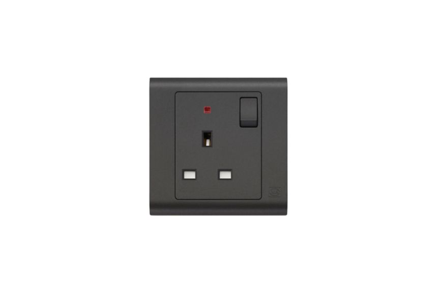 MV2657MBK 1G Switchsocket with Neon, Matt Black