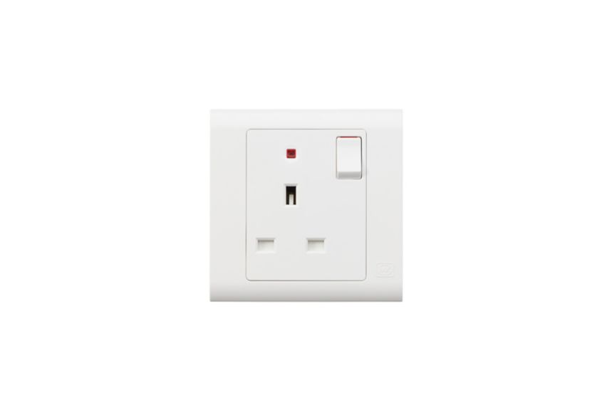 MV2657WHI 1G Switchsocket with Neon, White