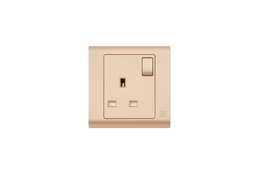 MV2757CHM 1G Switchsocket, Champagne