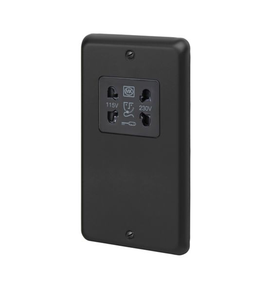 RP703MBK, Shaver Socket, Matt Black, Left