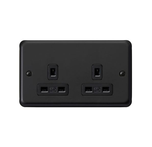 RP733MBK, 2G Unswitched Socket, Matt Black, front