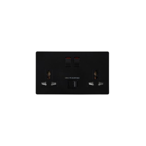 13A 2G DP Intl Skt + Integral USB(A+ C)