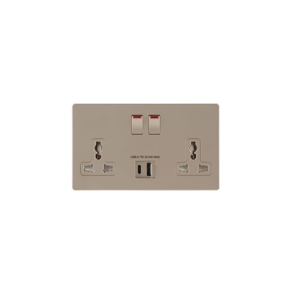 13A 2G DP Intl Skt + Integral USB(A+ C)