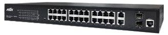 C51-244-30-370 Switch di rete Layer 2, 24 porte PoE 10/100/1000 con portata di 30W/cad. per un totale erogabile di 370W.