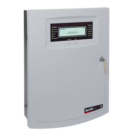 SMS fire panel on a white backdrop