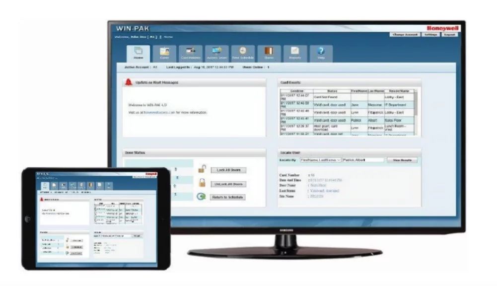 two monitors showing WINPAK software