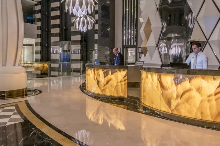a high end hotel lobby lobby-works