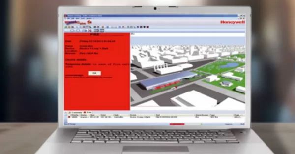a laptop shoing the winmagsftware witha  Honeywell logo