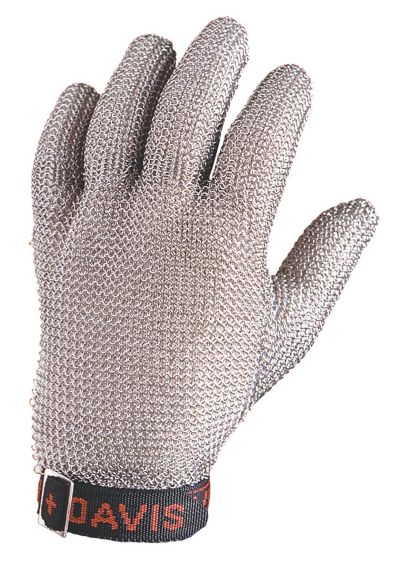 Metal Mesh - Whiting plus Davis - Glove Reversible full hand glove with side slit and dome fastener and anti-microbial polypropylene strap A515D