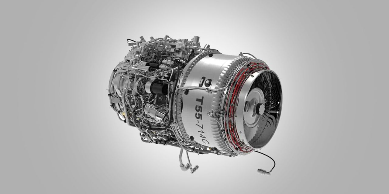 T55-Turboshaft-Engine-on-Grey-Background
