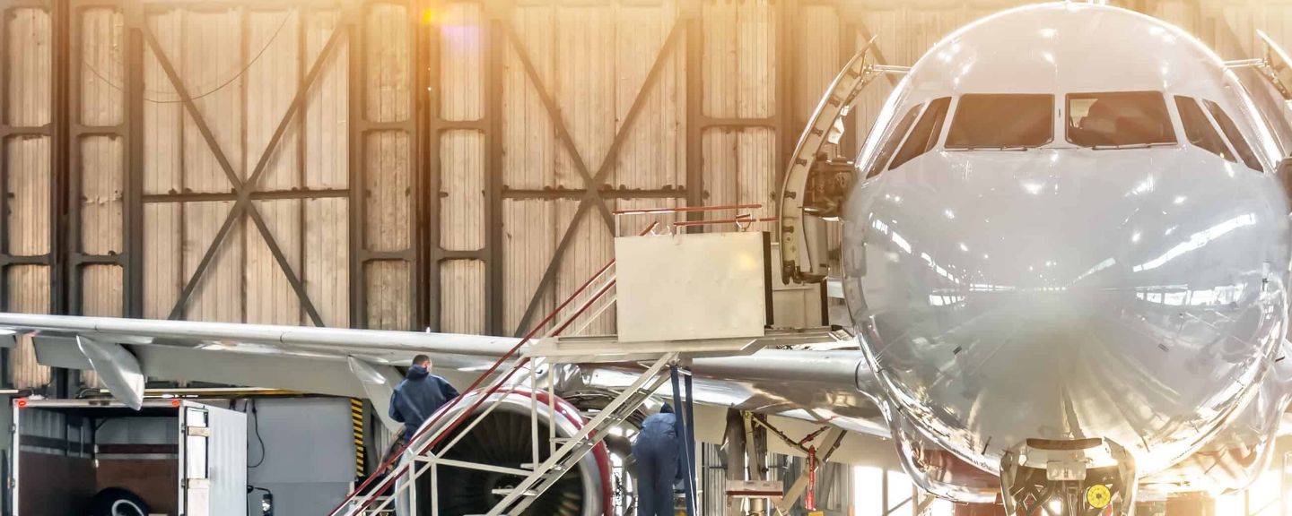 Aircraft in hangar