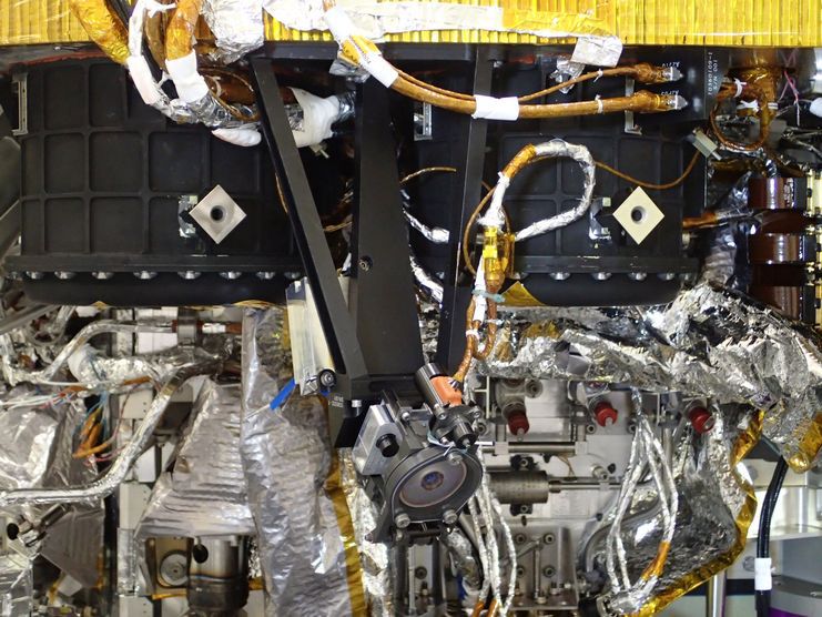 The Instrument Context Camera (ICC) on NASA's Mars InSight lander in a clean room at Lockheed Martin.