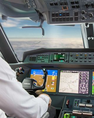 Pilots in cockpit