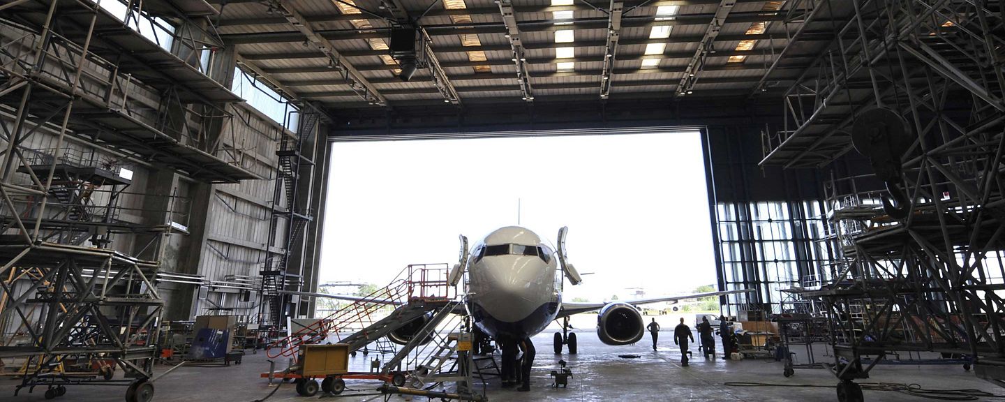 Plane in hangar