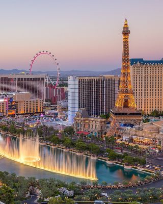 Aerial view of Las Vegas strip in Nevada as seen at night  USA