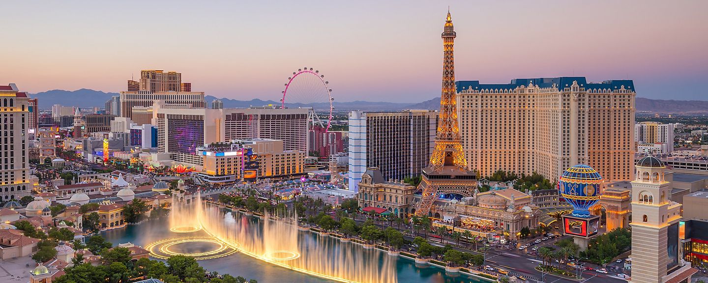 Aerial view of Las Vegas strip in Nevada as seen at night  USA